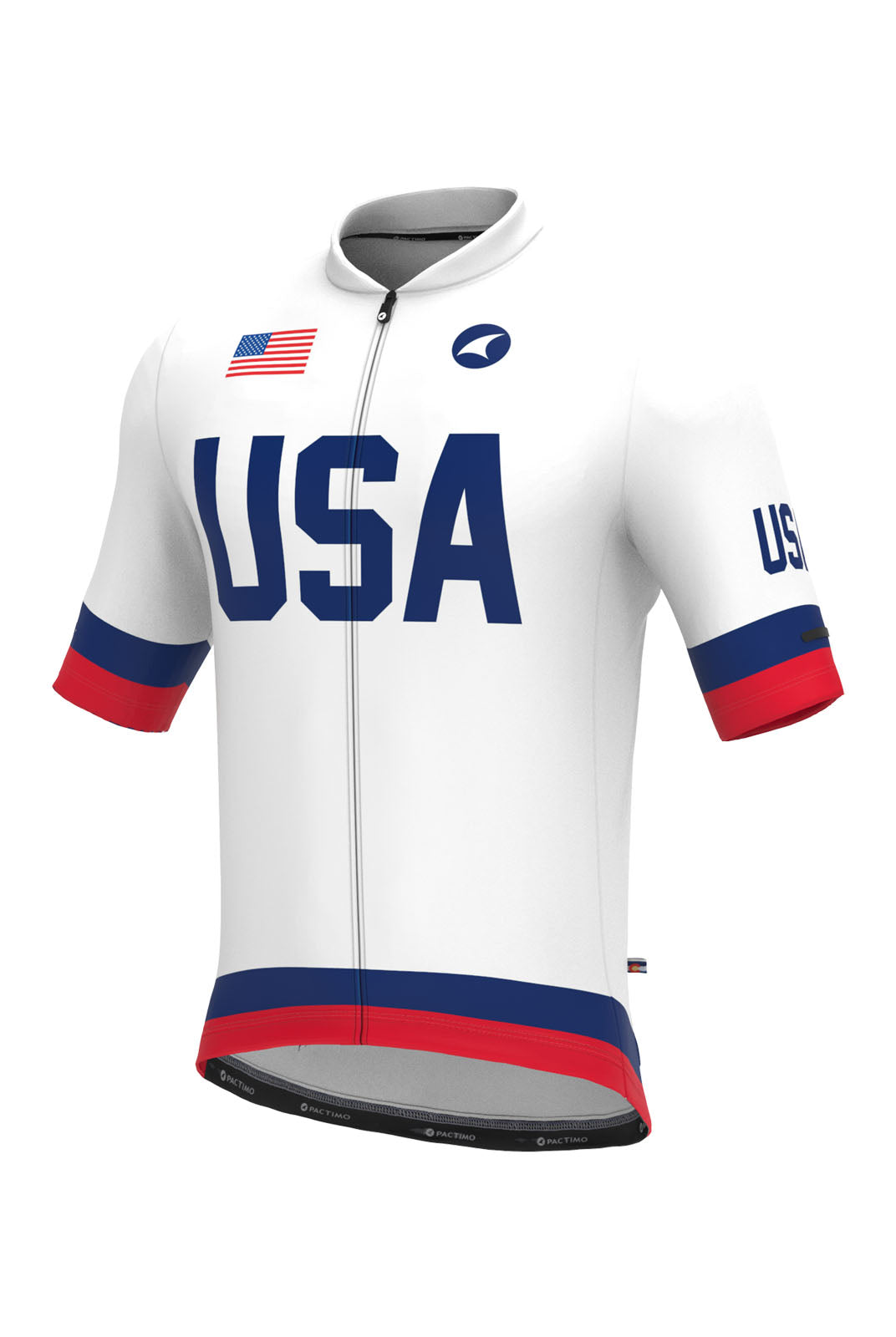 Men's White USA Bike Jersey Relaxed Fit Breathable Pactimo