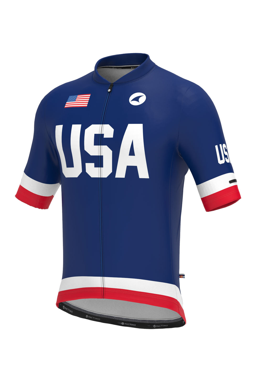 Men's Navy Blue USA Bike Jersey Relaxed Fit Breathable Pactimo