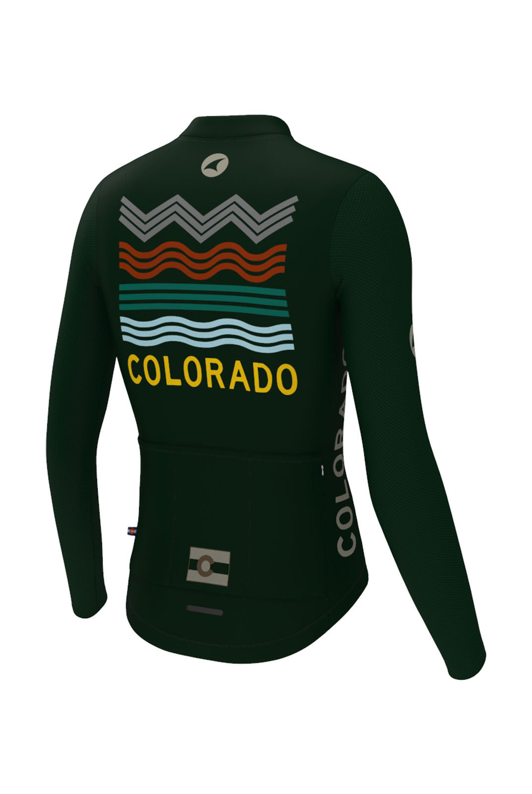 Men's Navy Blue Colorado Long Sleeve Cycling Jersey - Ascent Aero Back View