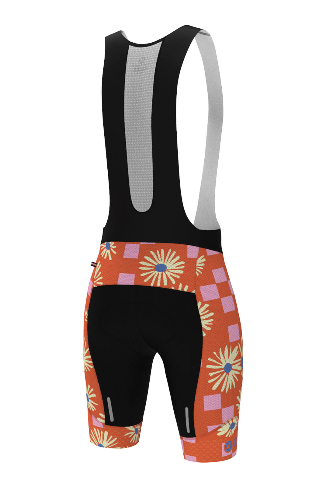 Men's Unique Cycling Bibs - Aster Checks Orange Back View