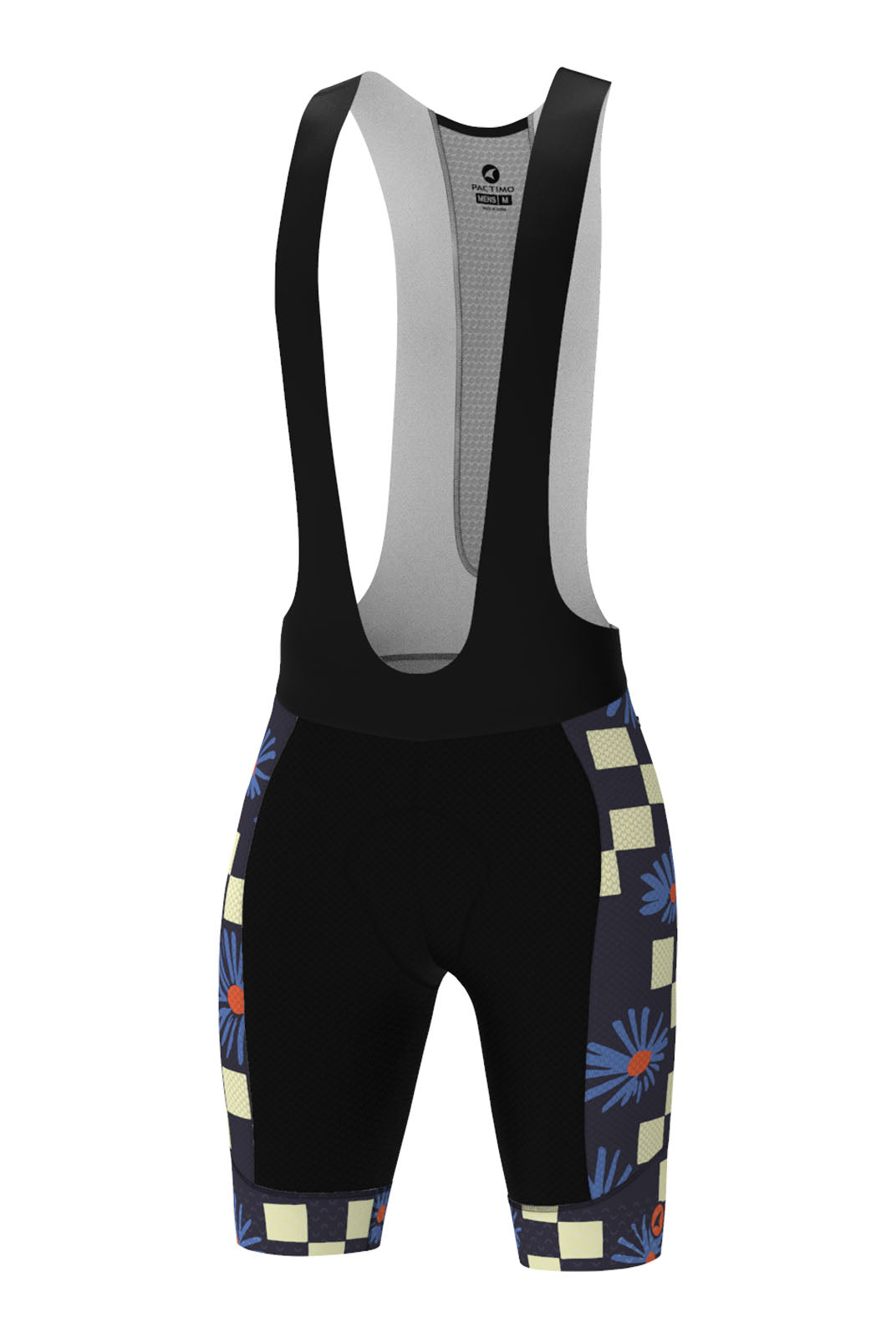 Men's Unique Cycling Bibs - Aster Check Navy Front View