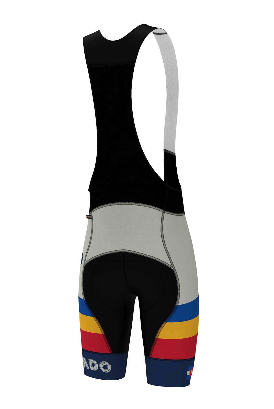 Men's Retro White Colorado Cycling Bibs - Ascent Vector Back View