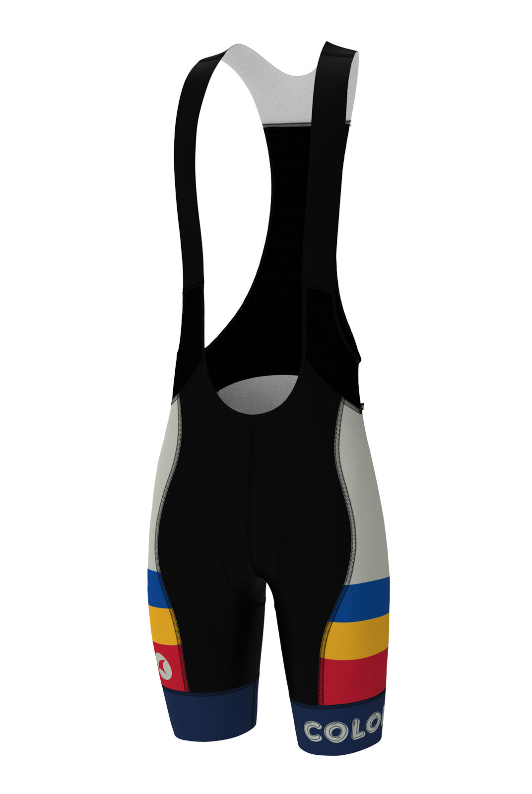 Men's Retro White Colorado Cycling Bibs - Ascent Vector Front View