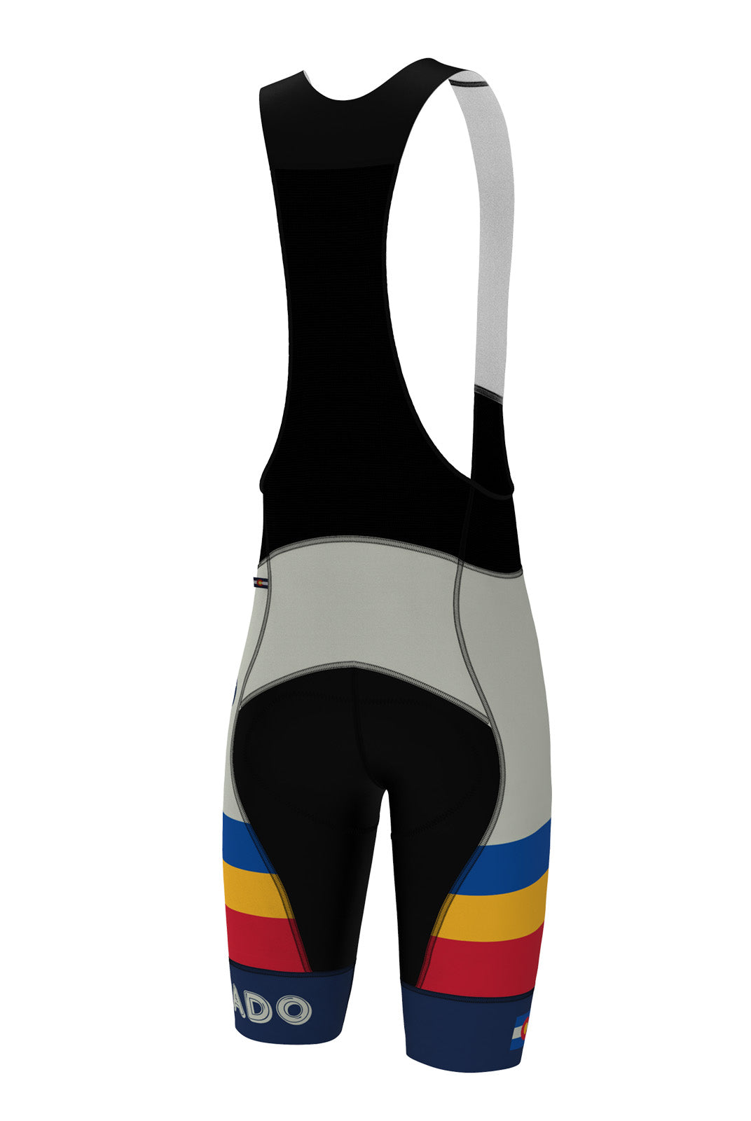 Men's Retro White Colorado Cycling Bibs - Ascent Vector Long Length Back View