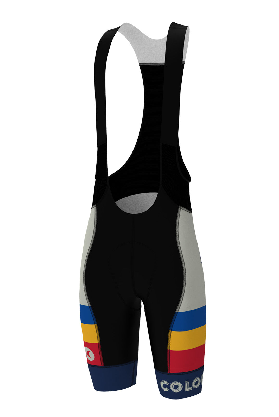 Men's Retro White Colorado Cycling Bibs - Ascent Vector Long Length Front View