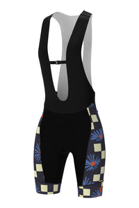 Women's Unique Cycling Bibs - Aster Checks Navy Front View