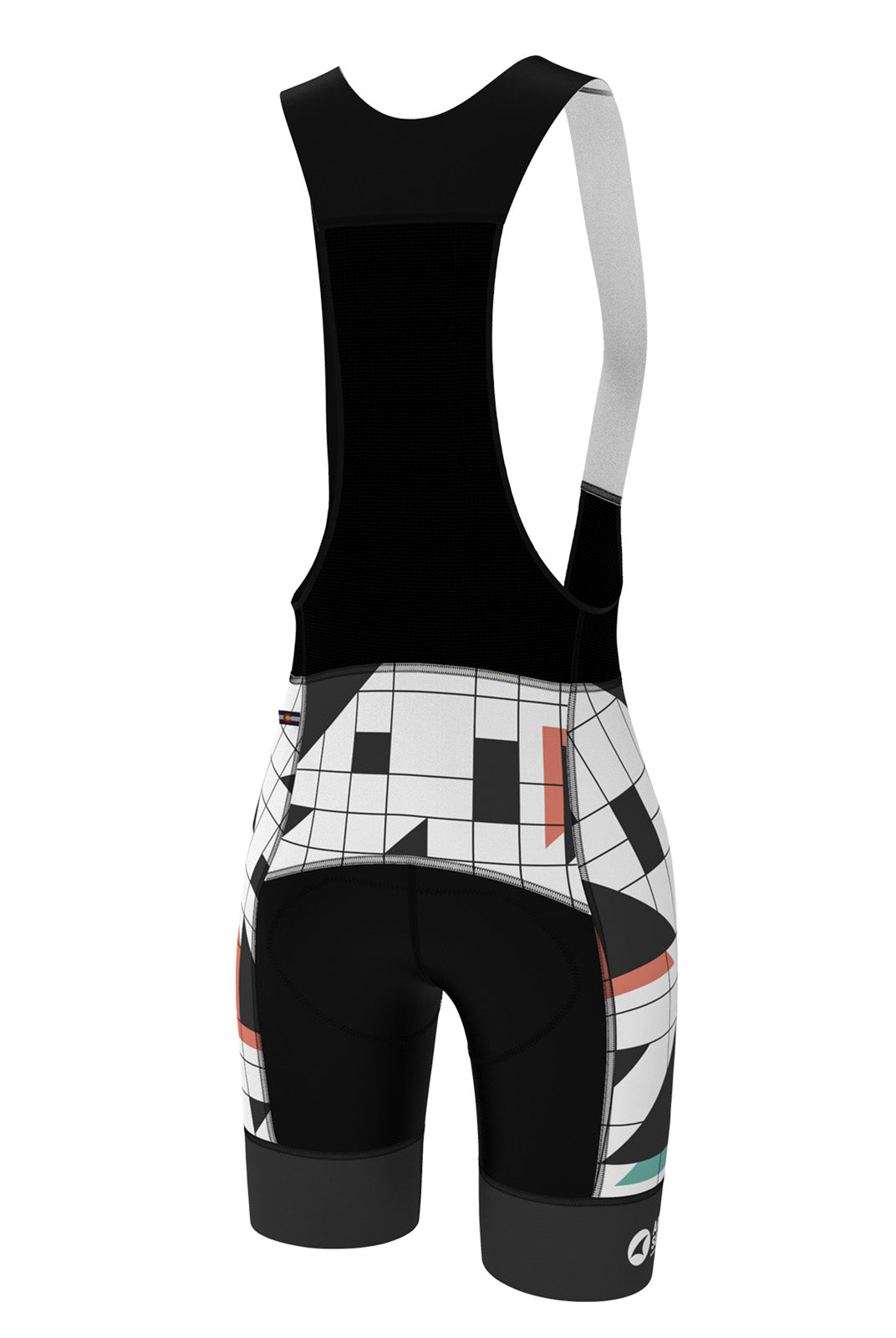 Women's Cycling Bib Shorts - White Sandra Fettingis Design - Back View