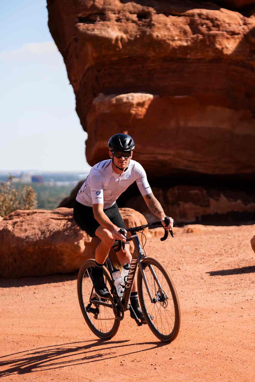 Cyclist riding in Garden of the Gods
