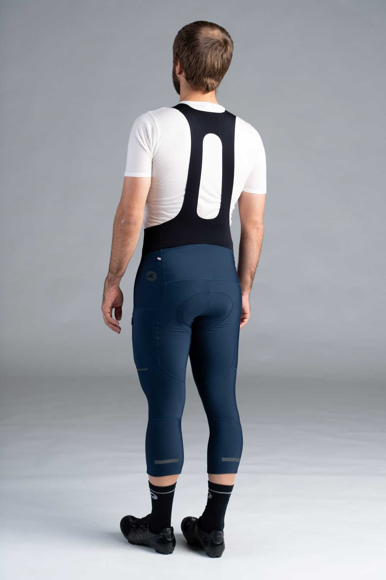 Men's Navy Blue Thermal Cycling Bib Knickers - Back View