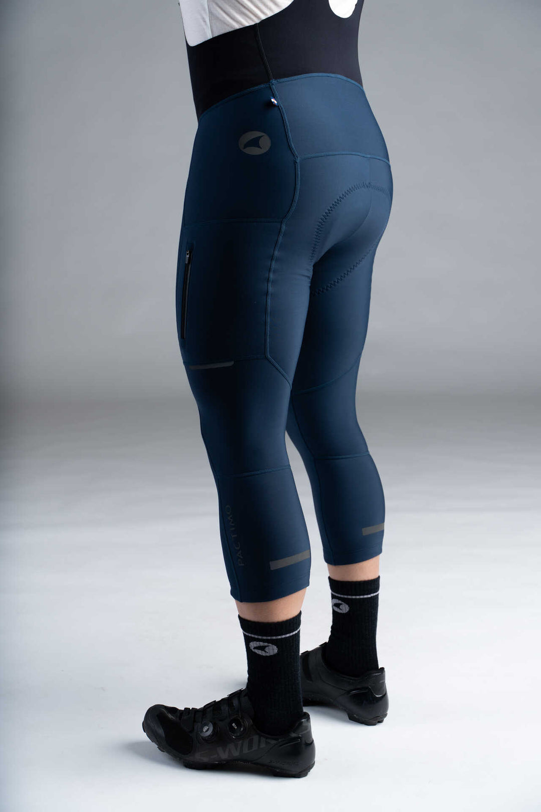 Men's Navy Blue Thermal Cycling Bib Knickers - Side View