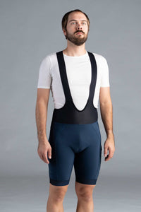 Men's Dark Navy Blue Thermal Cycling Bibs - Front View