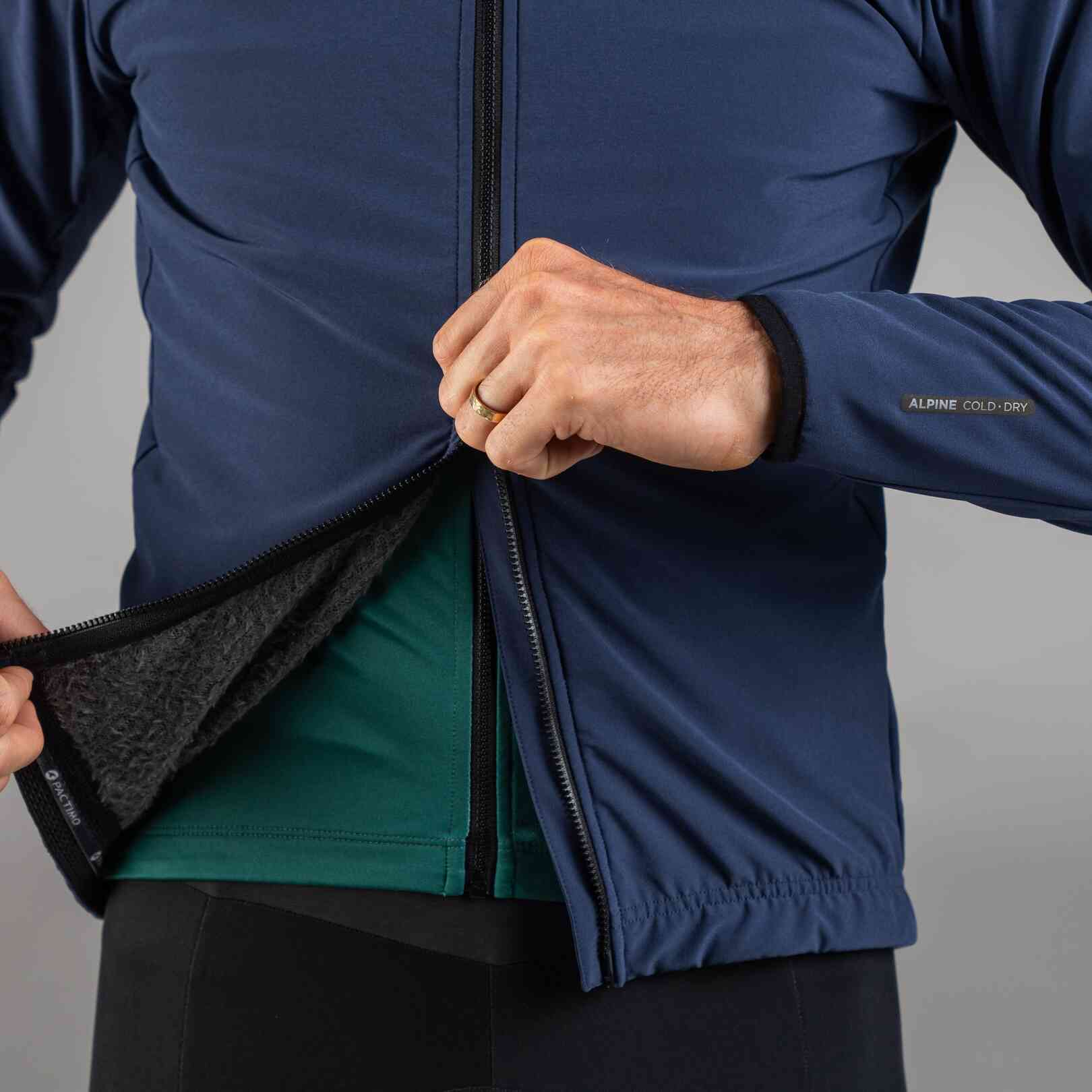 Men's Navy Blue Alpine Thermal Cycling Jacket - Two-Way Zipper