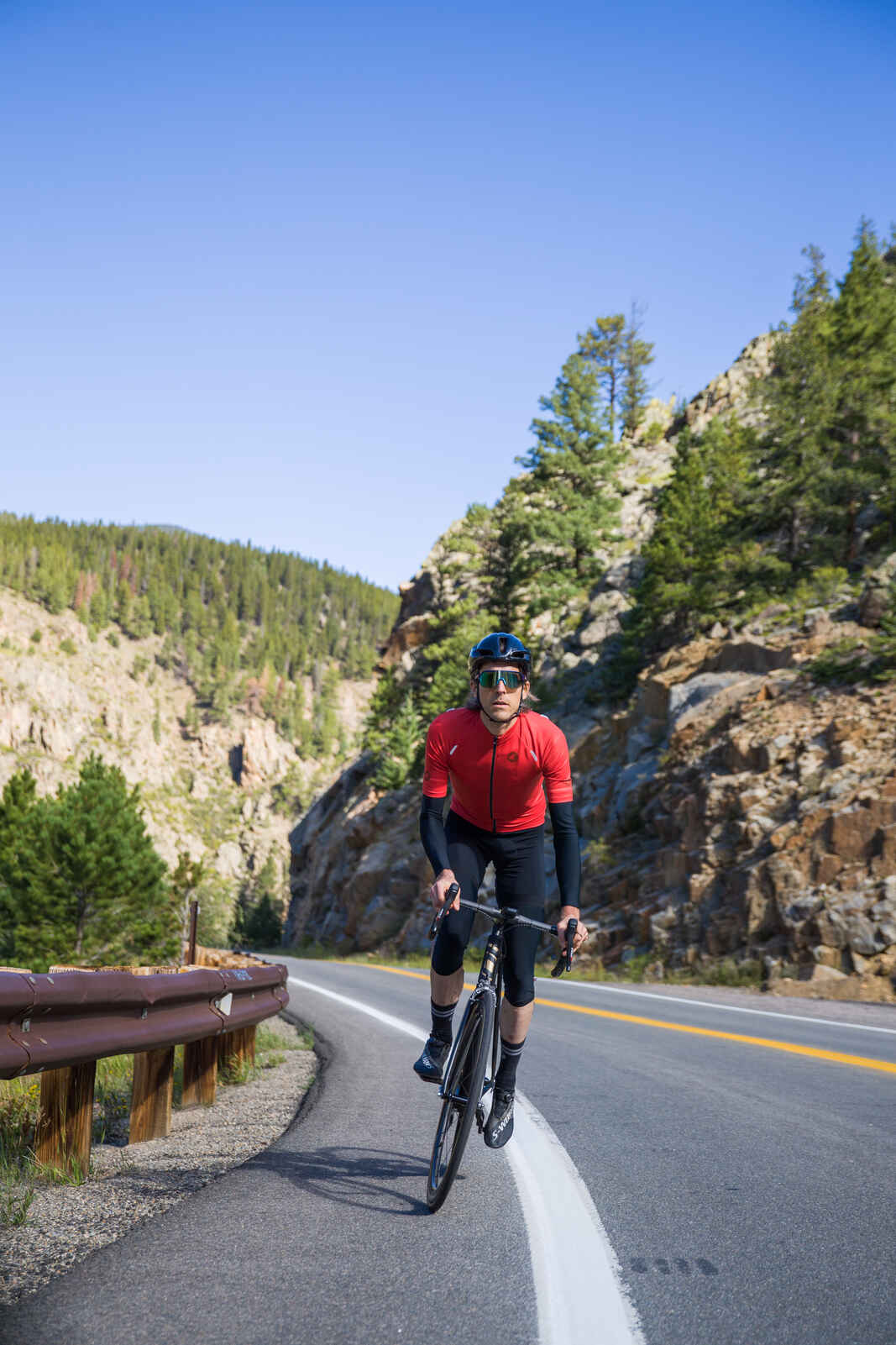 Men's Red Water Resistant Cycling Jersey - On the Road