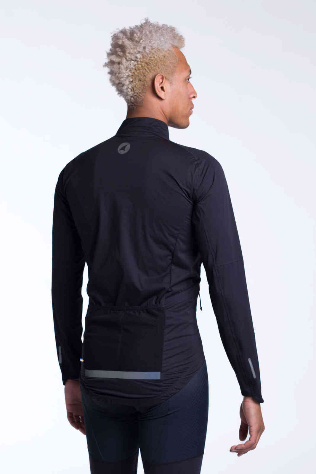 Men's Black Waterproof Cycling Rain Jacket - Back View