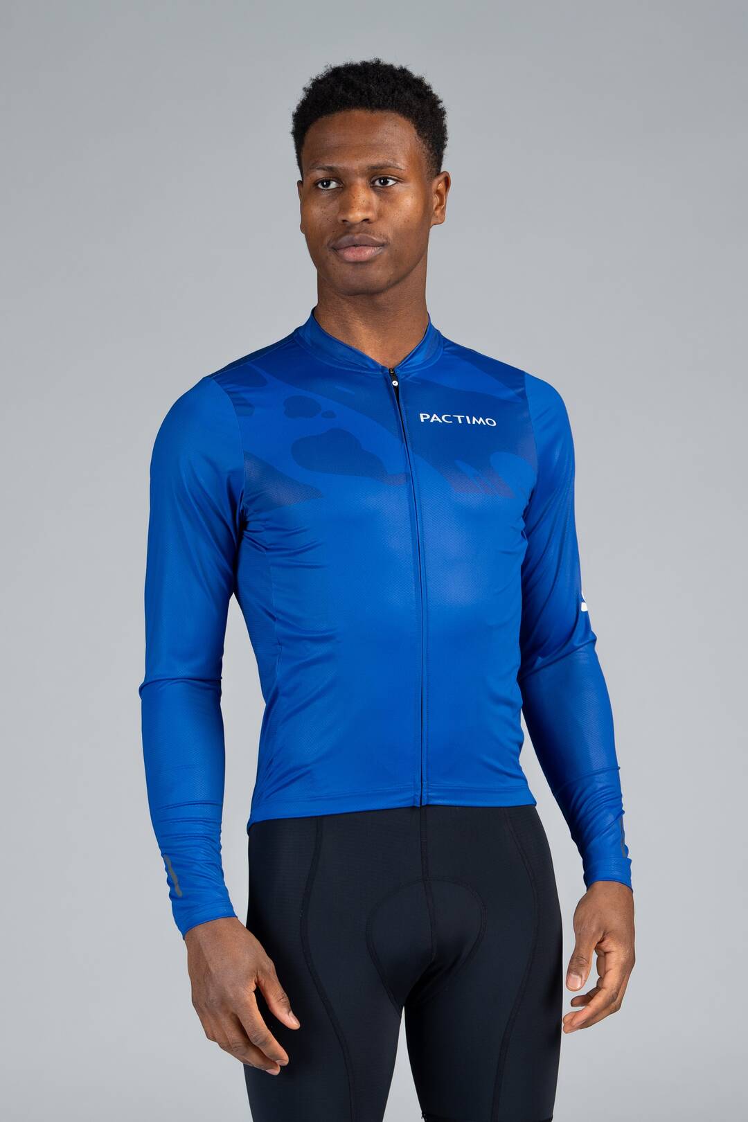 Men's Blue Long Sleeve Cycling Jersey Roomy Fit Pactimo