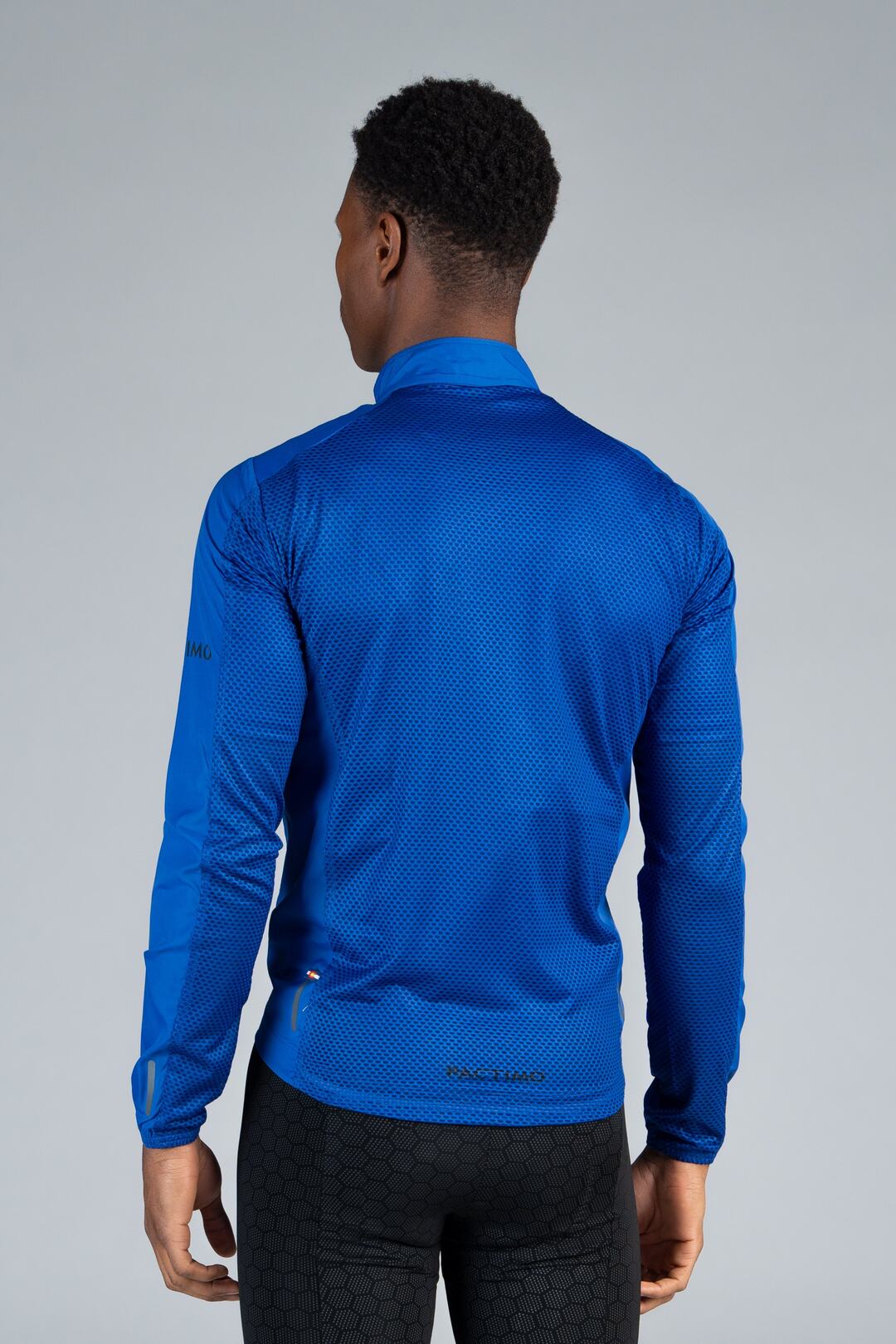 Men's Blue Packable Cycling Jacket - Back View