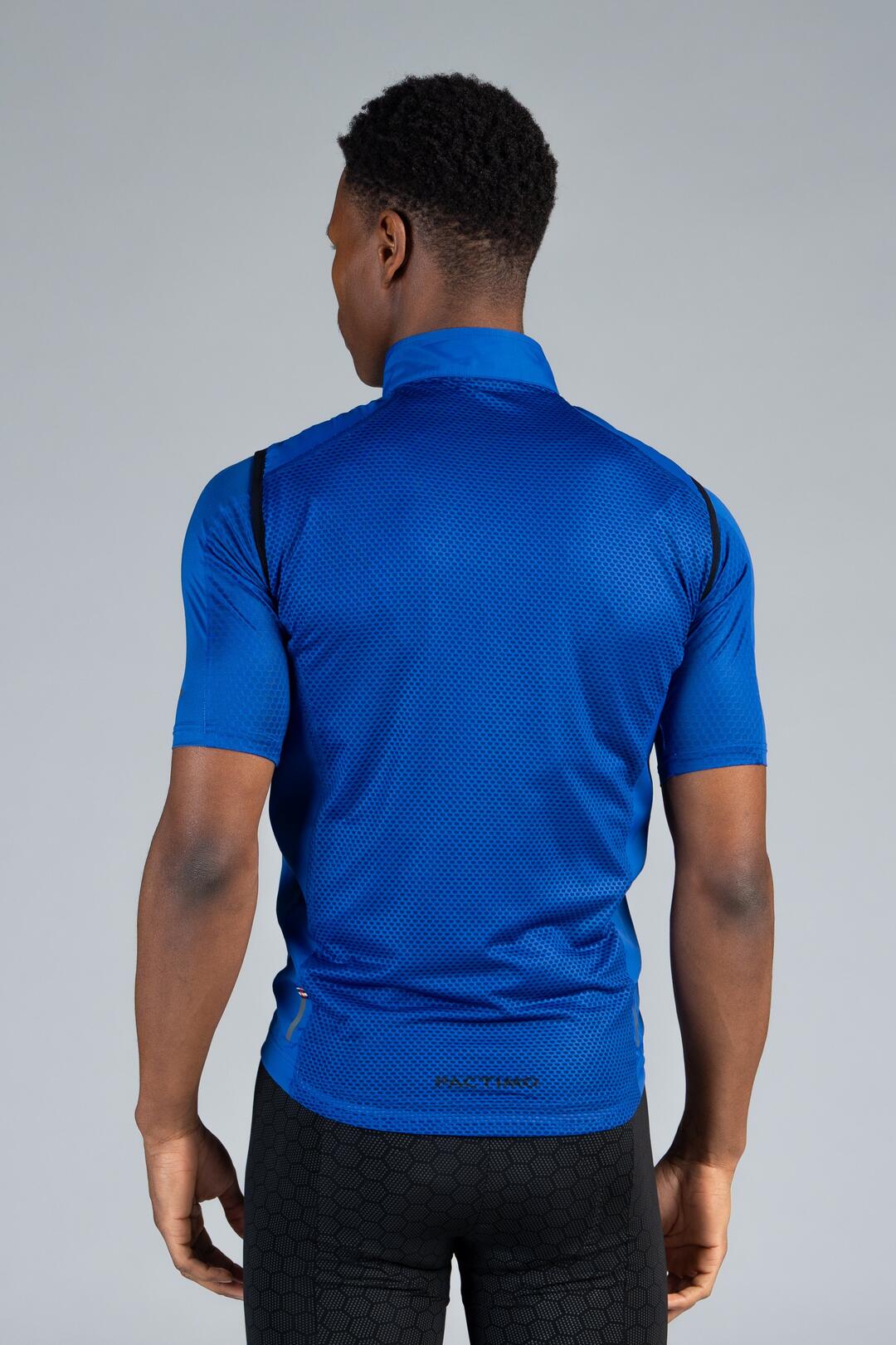 Men's Blue Packable Cycling Wind Vest - Back View
