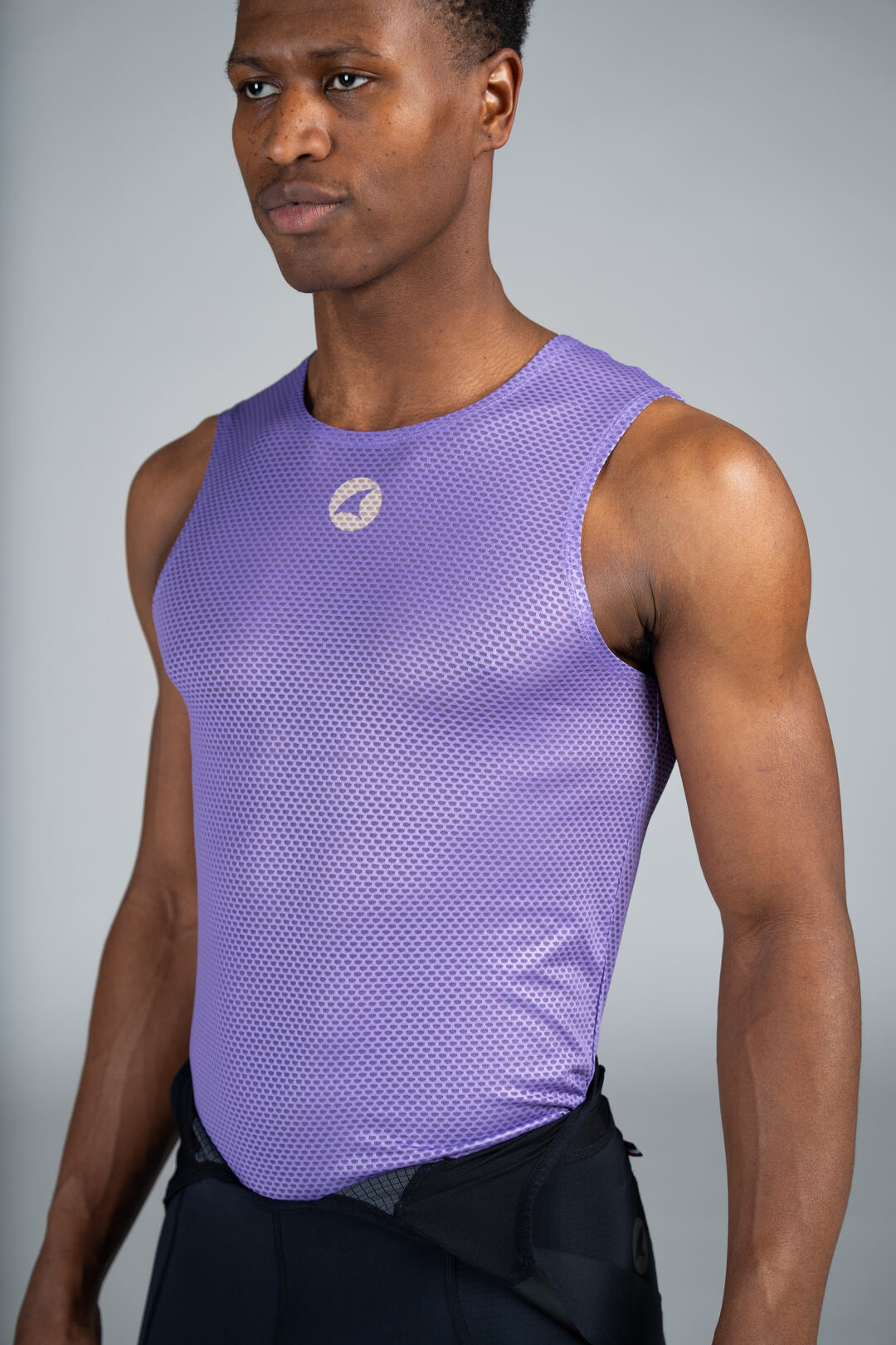 Men's Purple Sleeveless Cycling Base Layer - Close-Up