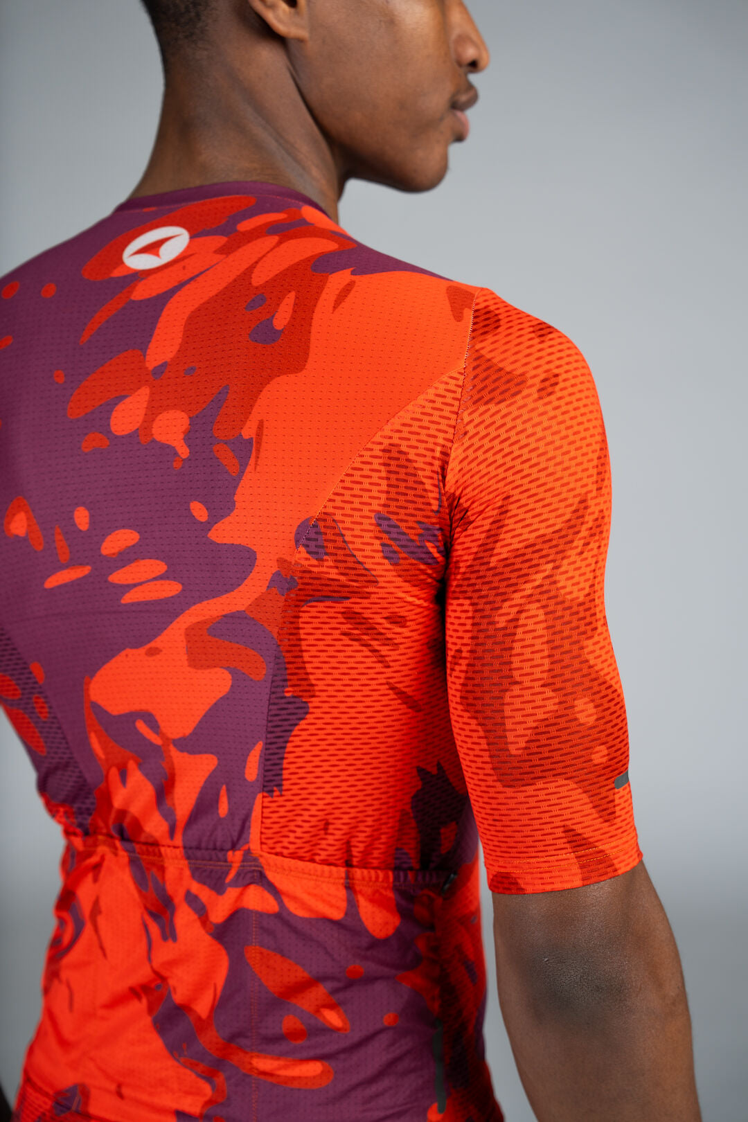 Men's Red Mesh Cycling Jersey - Reflection Back Close-Up