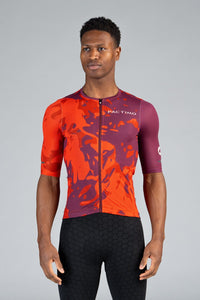 Men's Red Mesh Cycling Jersey - Reflection Front View