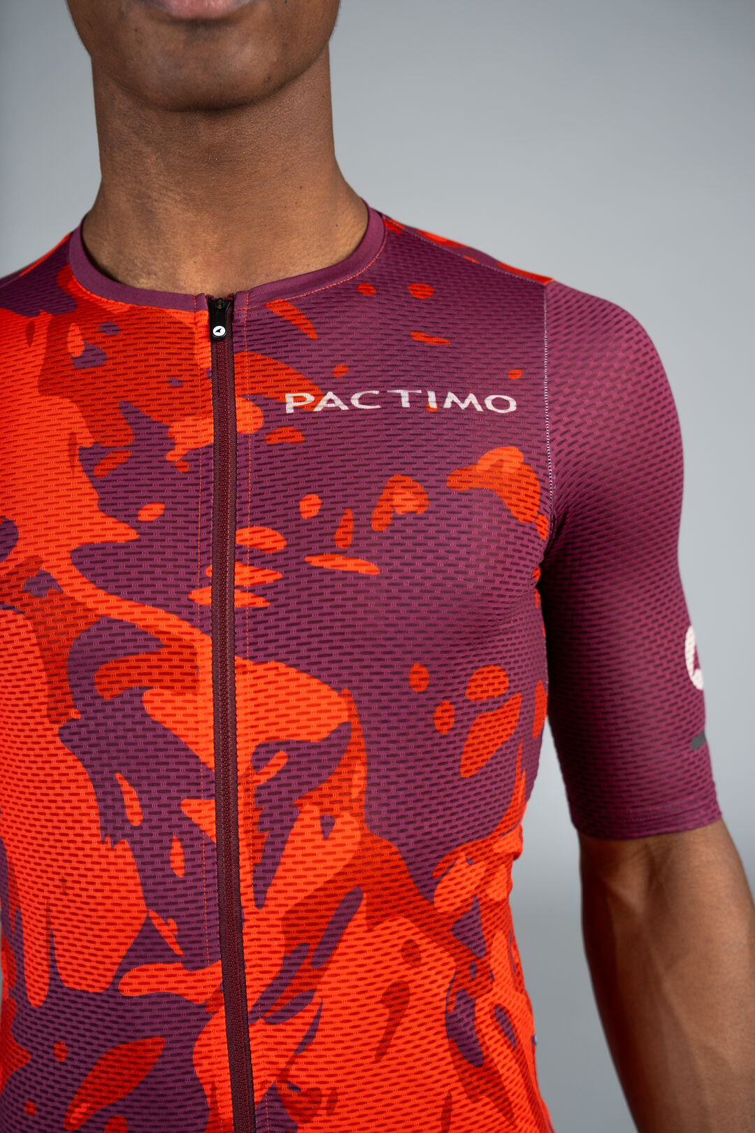 Men's Red Mesh Cycling Jersey - Reflection Front Zipper