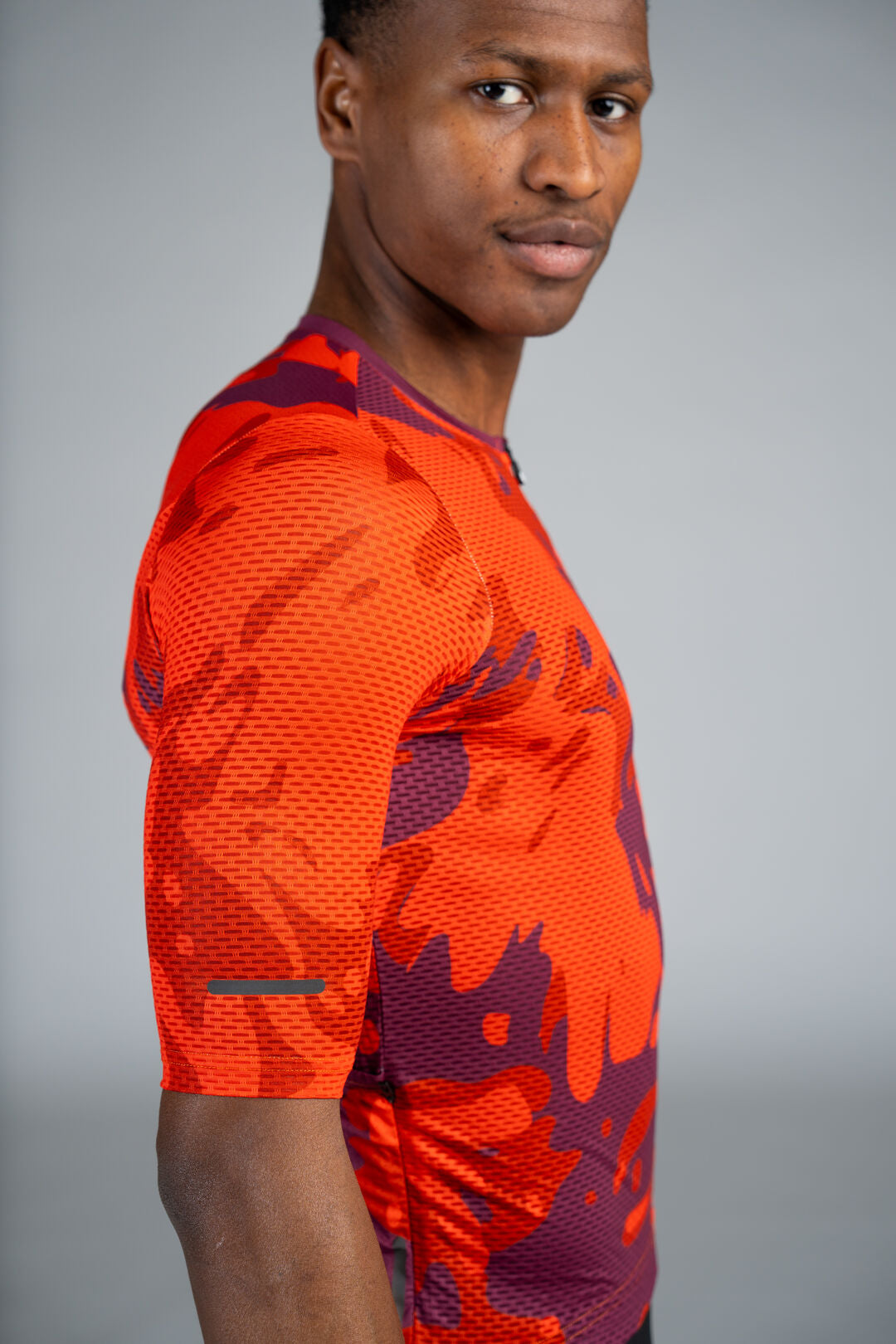 Men's Red Mesh Cycling Jersey - Reflection Sleeve
