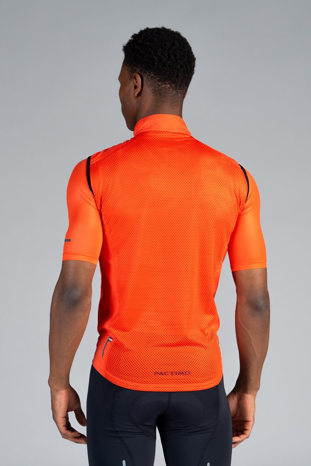 Men's Red Packable Cycling Wind Vest - Back View