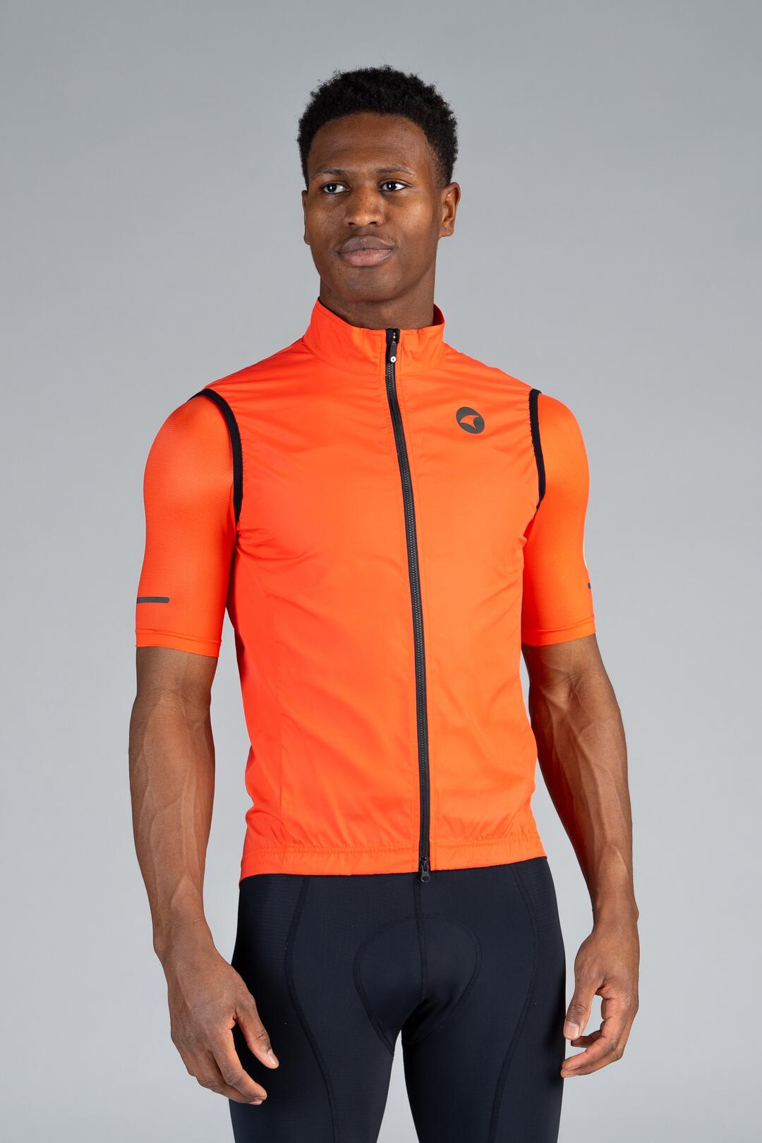 Men's Red Packable Cycling Wind Vest - Front View