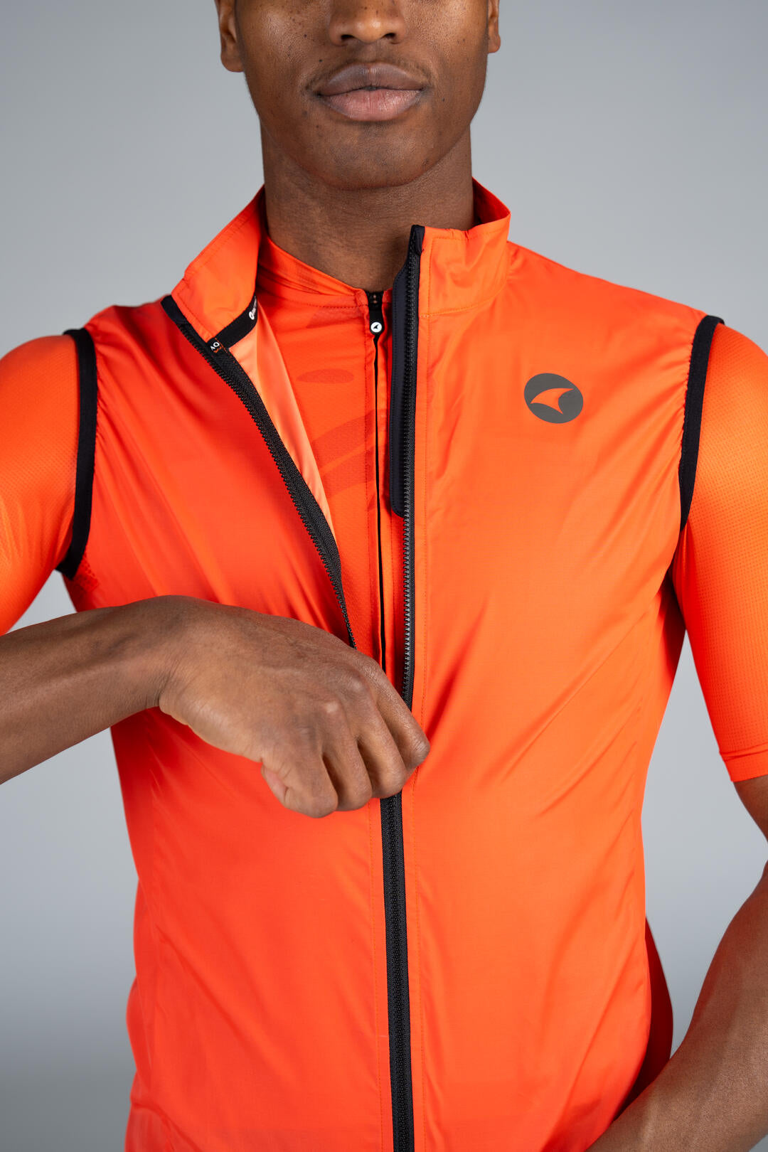 Men's Red Packable Cycling Wind Vest - Zipper