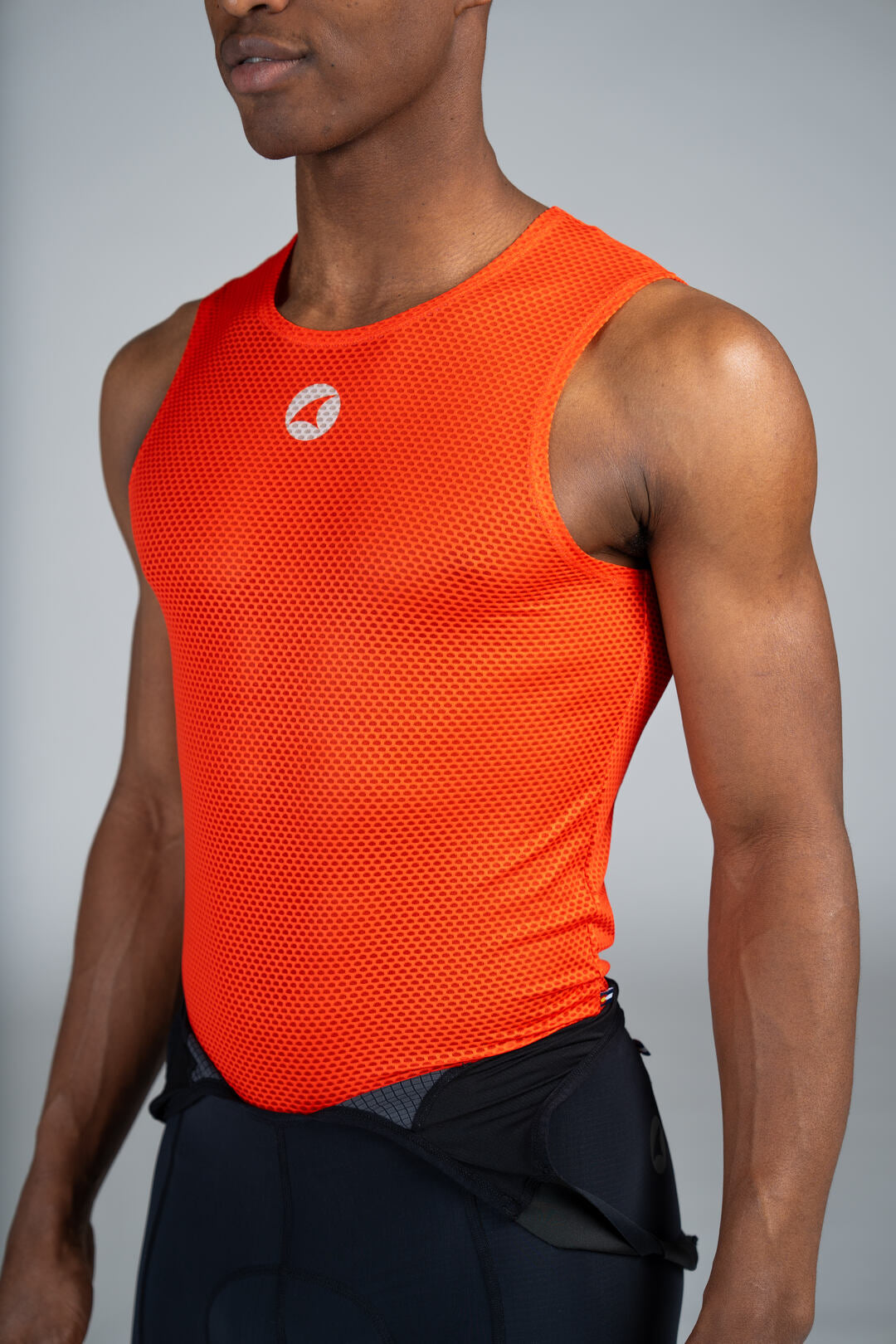 Men's Red Sleeveless Cycling Base Layer - Close-Up