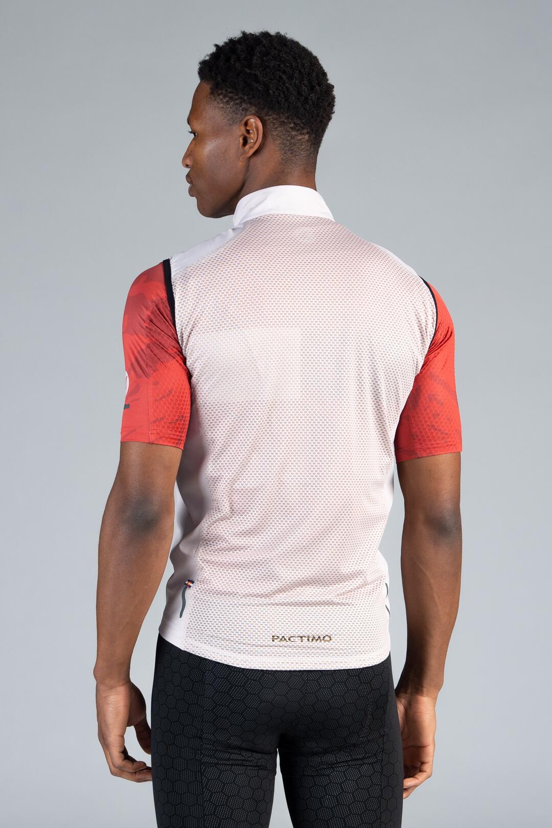 Men's White Packable Cycling Wind Vest - Back View