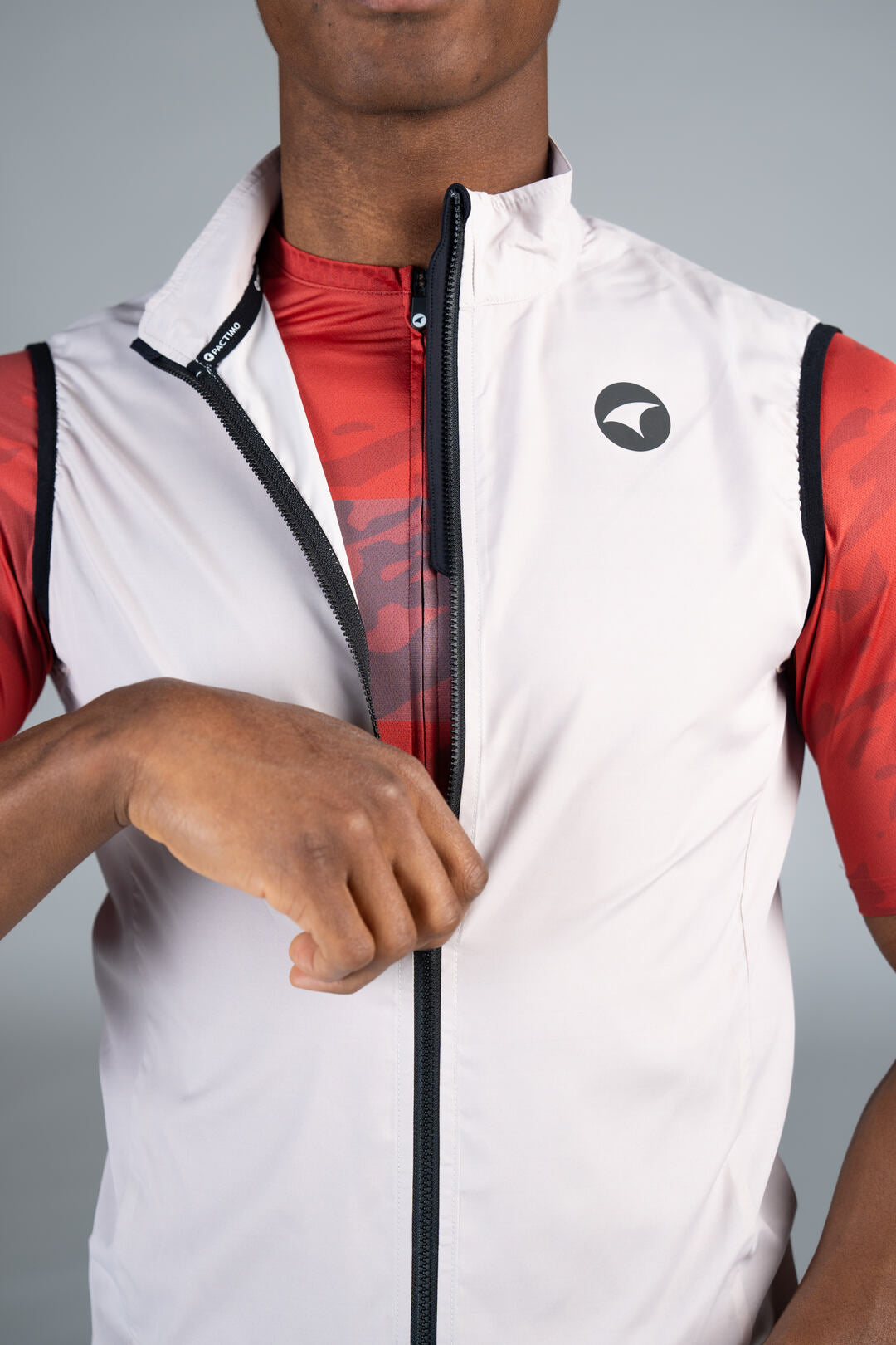 Men's White Packable Cycling Wind Vest - Zipper