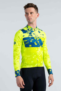 Men's High-Viz Yellow Aero Long Sleeve Cycling Jersey - Front View