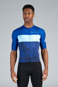 Men's Summit Aero Blue Stripe Cycling Jersey - Front View