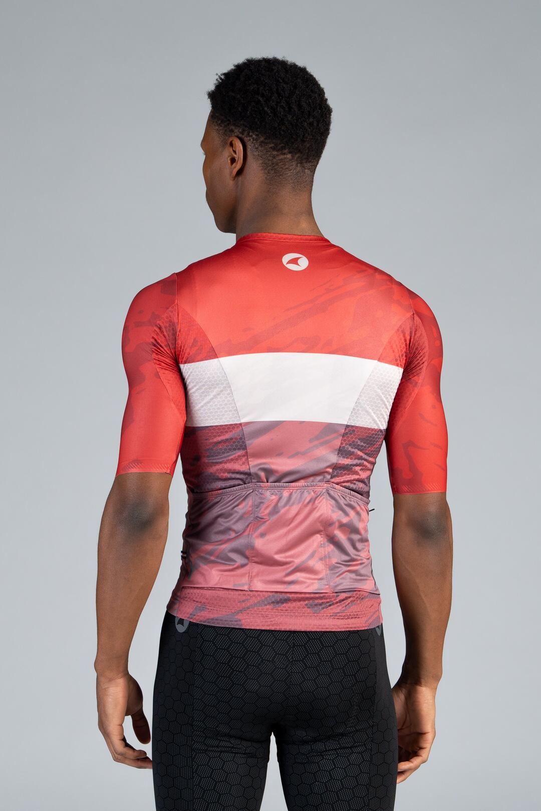 Men's Summit Aero Red Rock Stripe Cycling Jersey - Back View