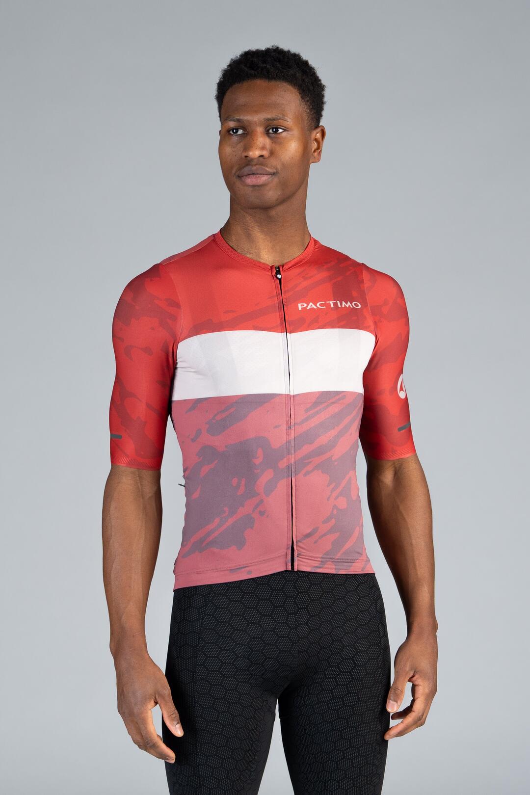 Men's Summit Aero Red Rock Stripe Cycling Jersey - Front View