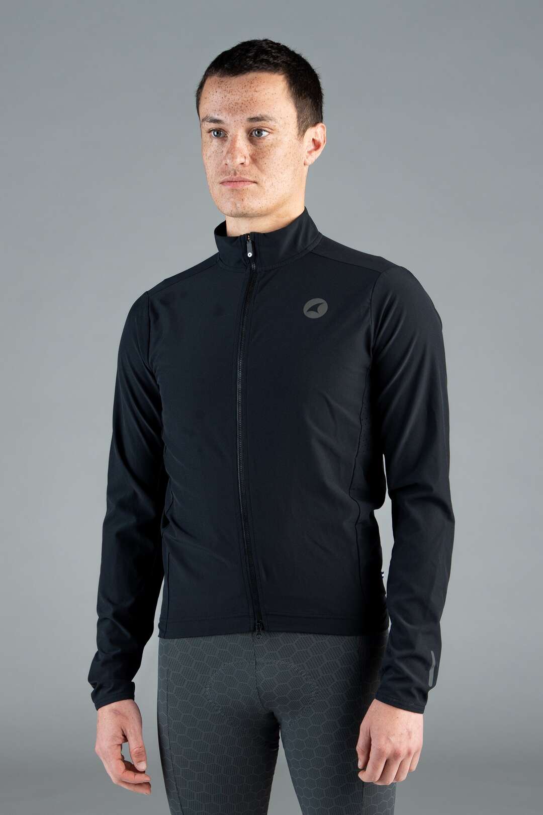 Men's Black Packable Cycling Jacket - Front View