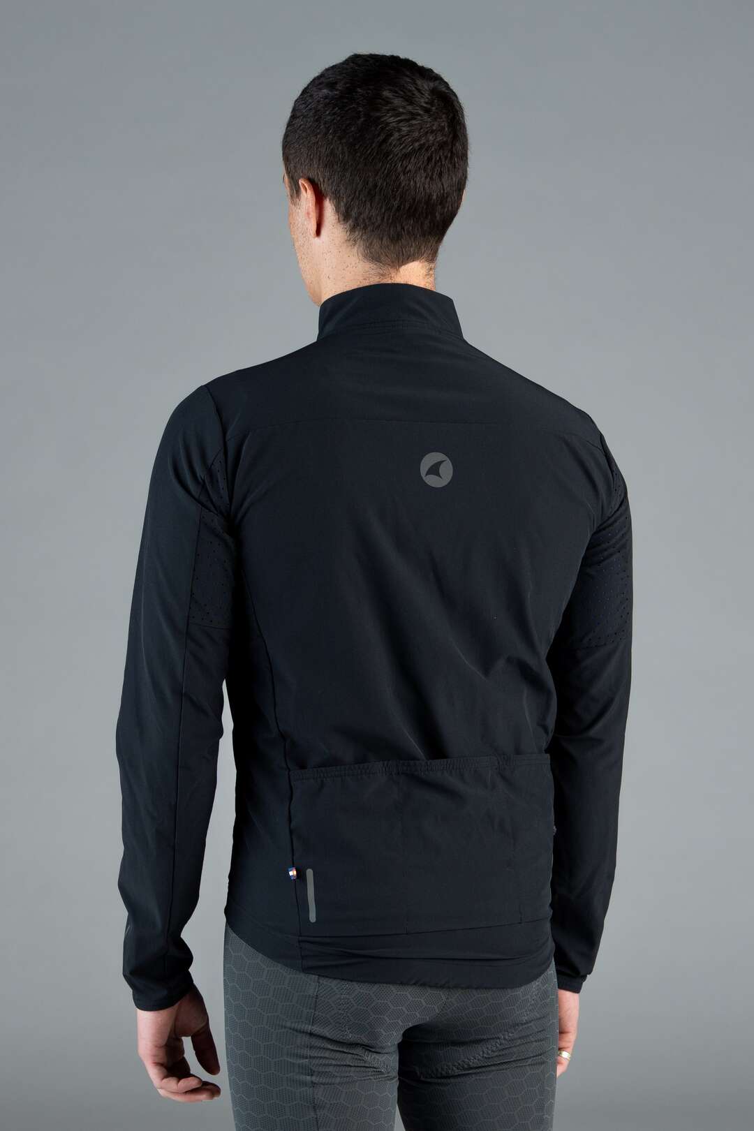 Men's Black Packable Cycling Jacket - Back View
