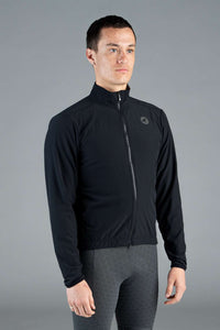 Men's Black Thermal Cycling Jacket - Front View