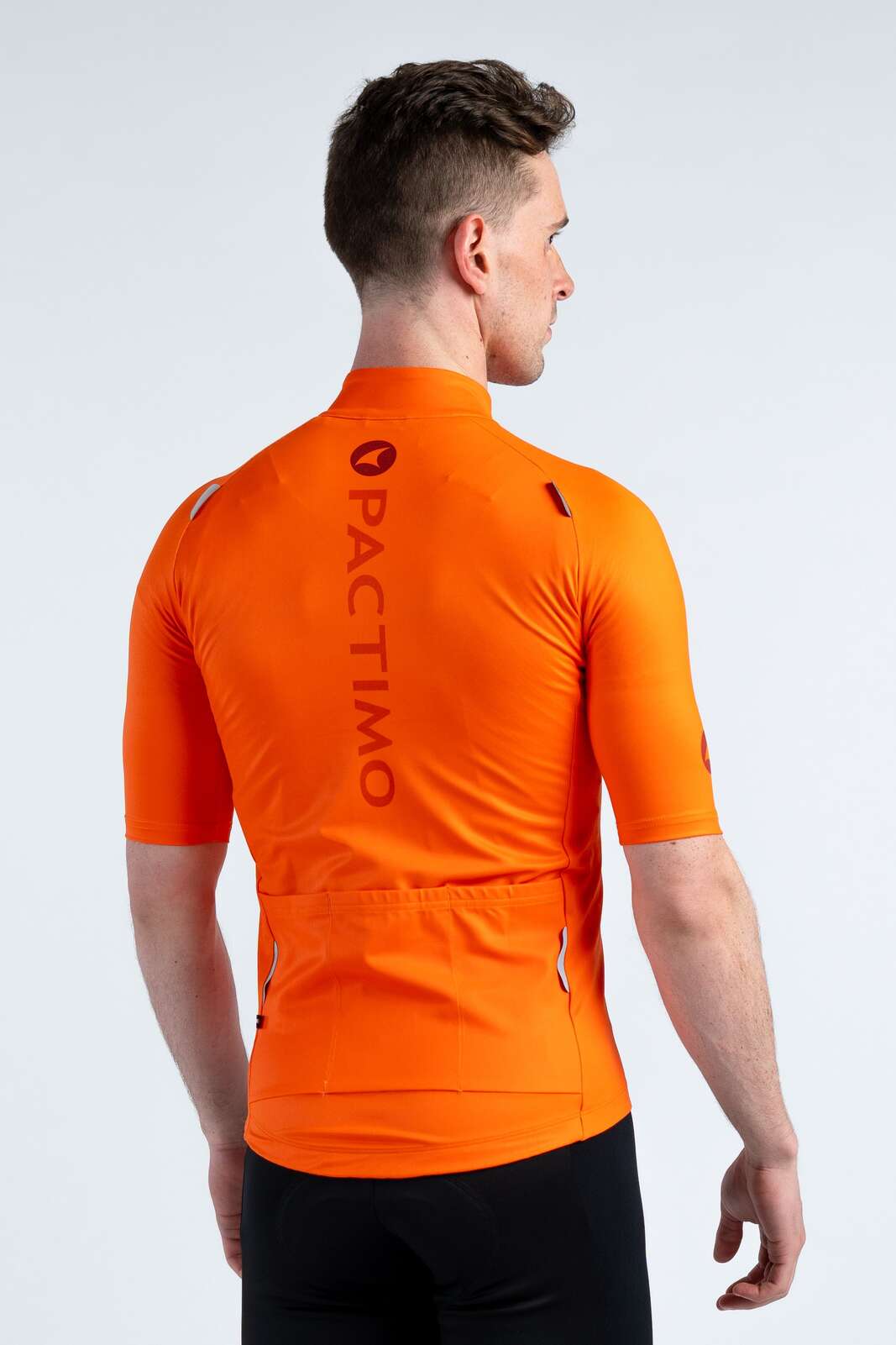 Men's Red/Orange Water Resistant Cycling Jersey - Back View