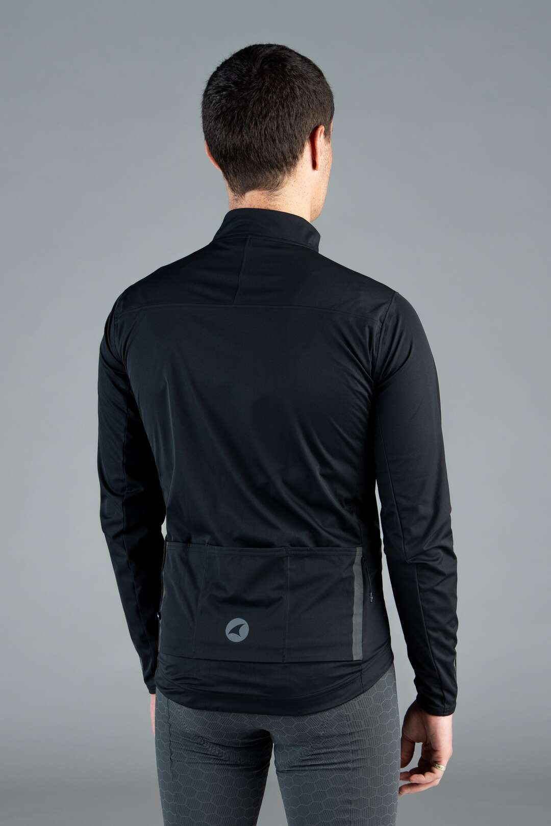 Men's Black Cycling Jacket for Cold Wet Weather - Back View