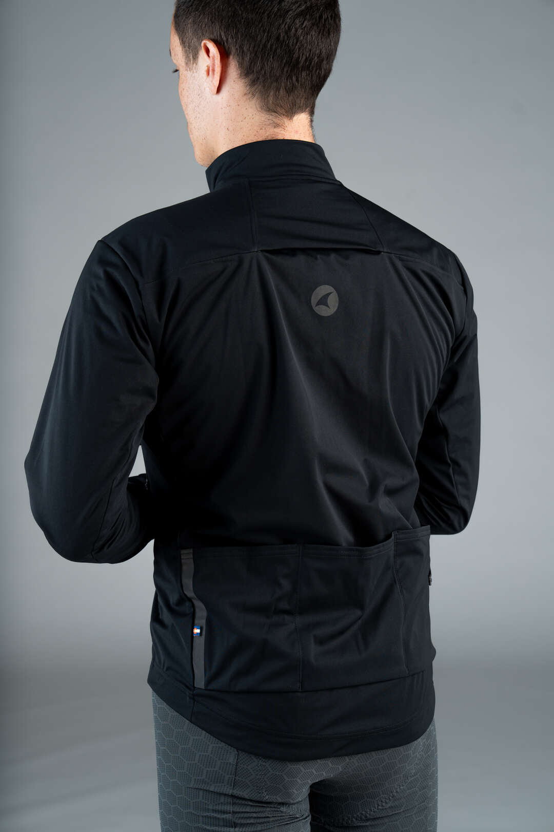Men's Black Winter Cycling Jacket - Back Pockets