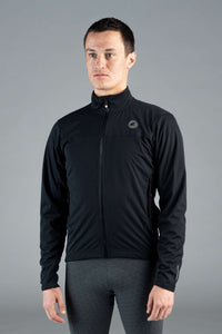 Men's Black Winter Cycling Jacket - Front View