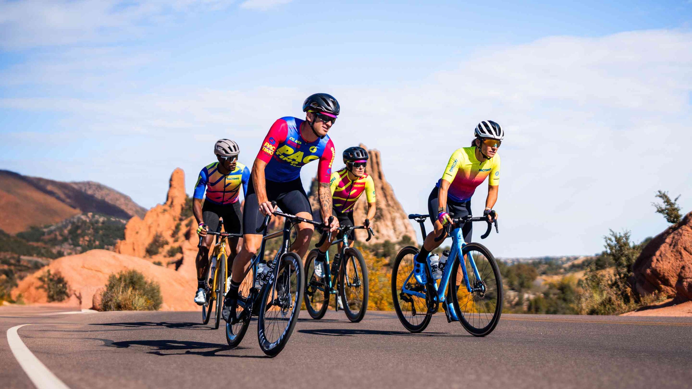 Cyclists in High-Viz Kits at Garden of the Gods