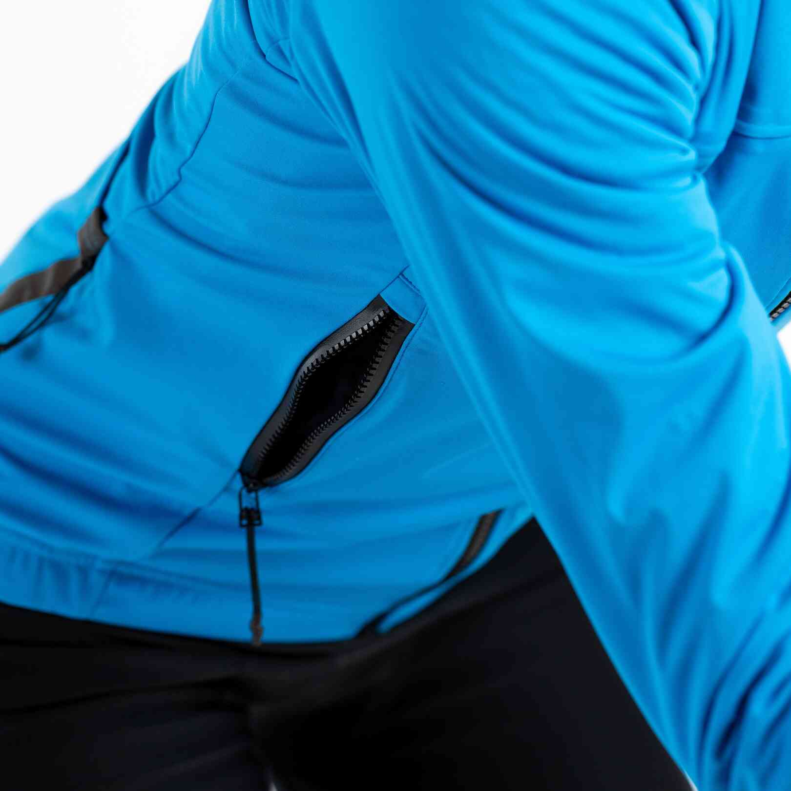 Blue Cycling Jacket - Side Venting for Temperature Control