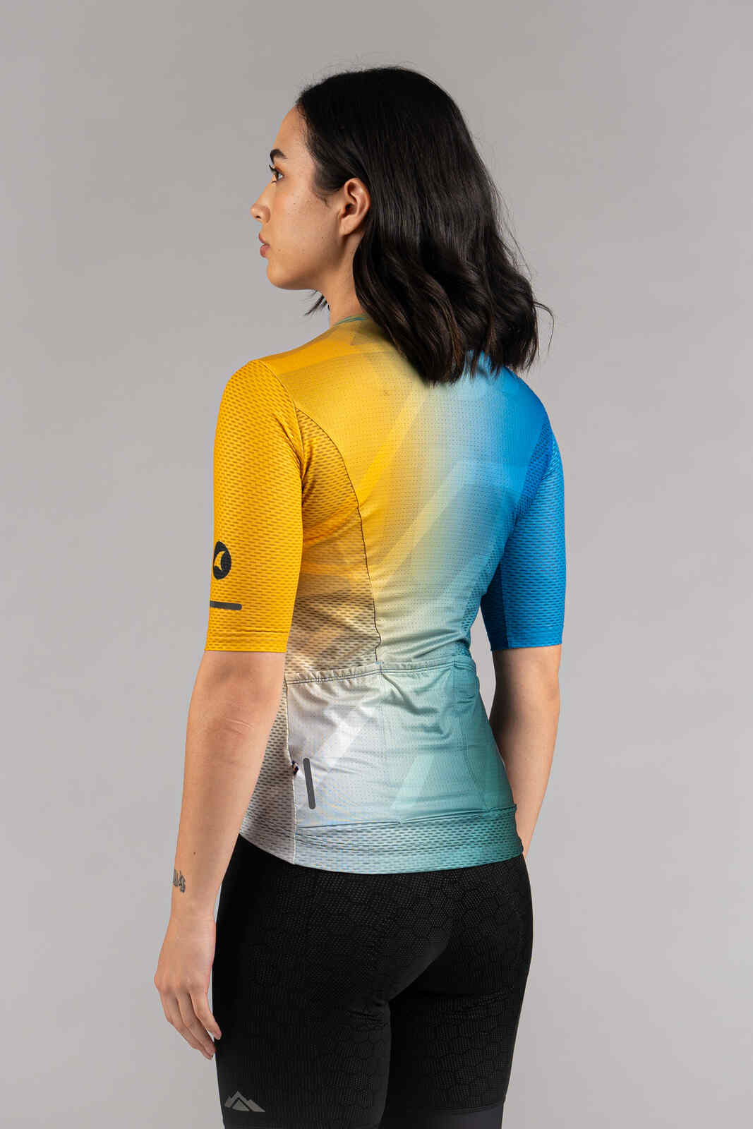 Women's Blue Ombre Mesh Cycling Jersey - Back View
