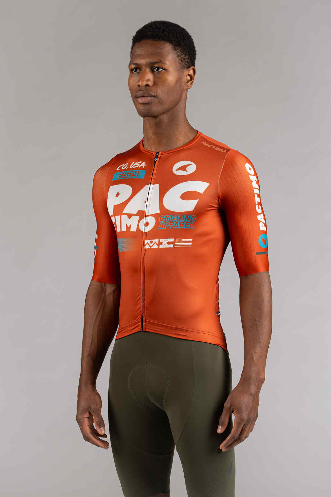 Men's Burnt Orange Flyte Cycling Jersey - Front View