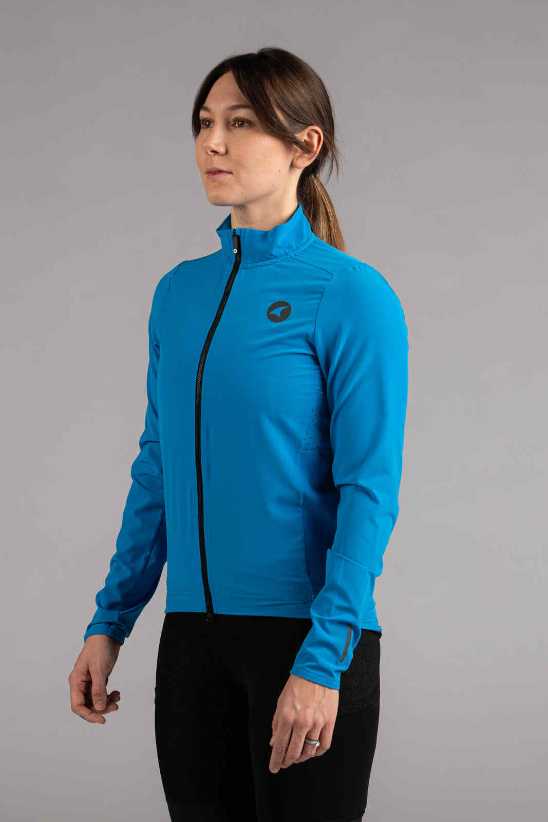 Women's Lightweight Blue Summit Shell Cycling Jacket - Front View