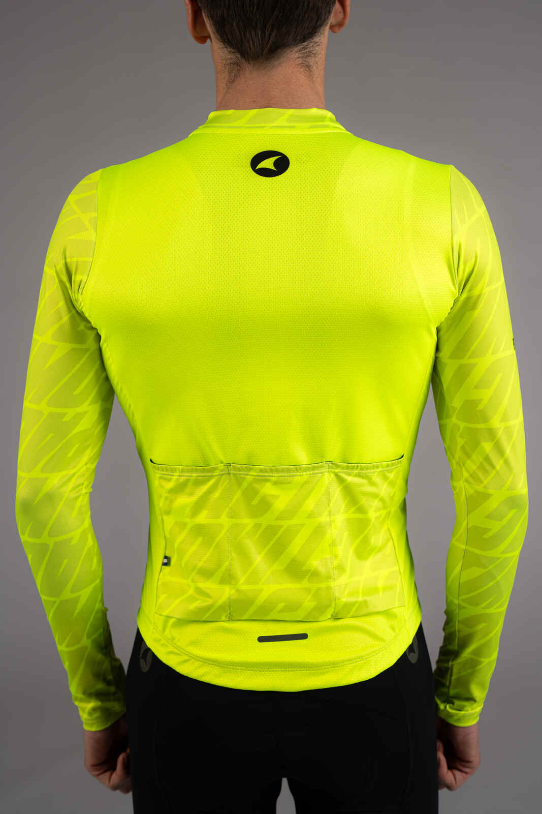 Men's High-Viz Yellow Aero Long Sleeve Cycling Jersey - Back Pockets