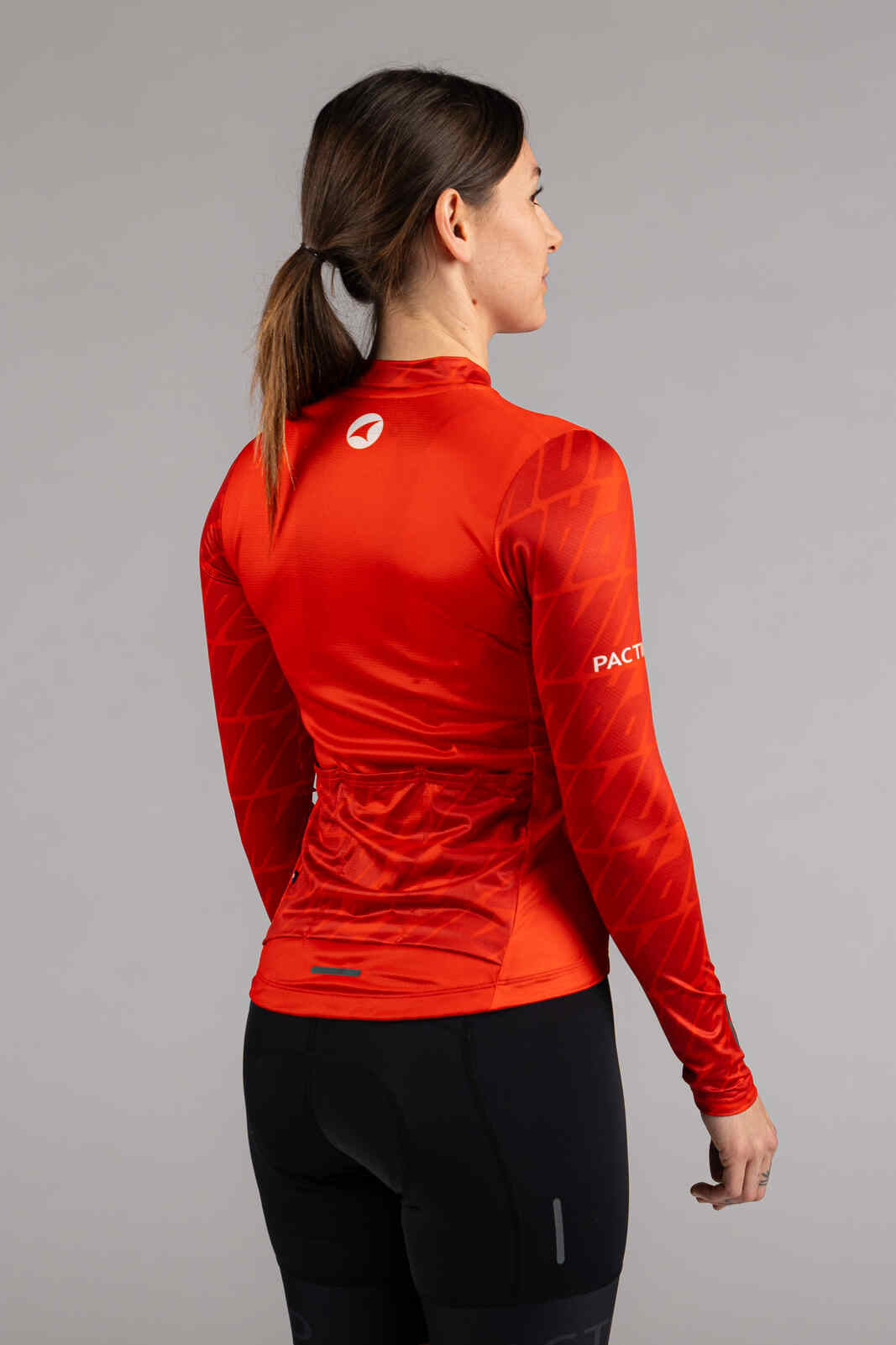 Women's Aero Long Sleeve Red Cycling Jersey - Back View